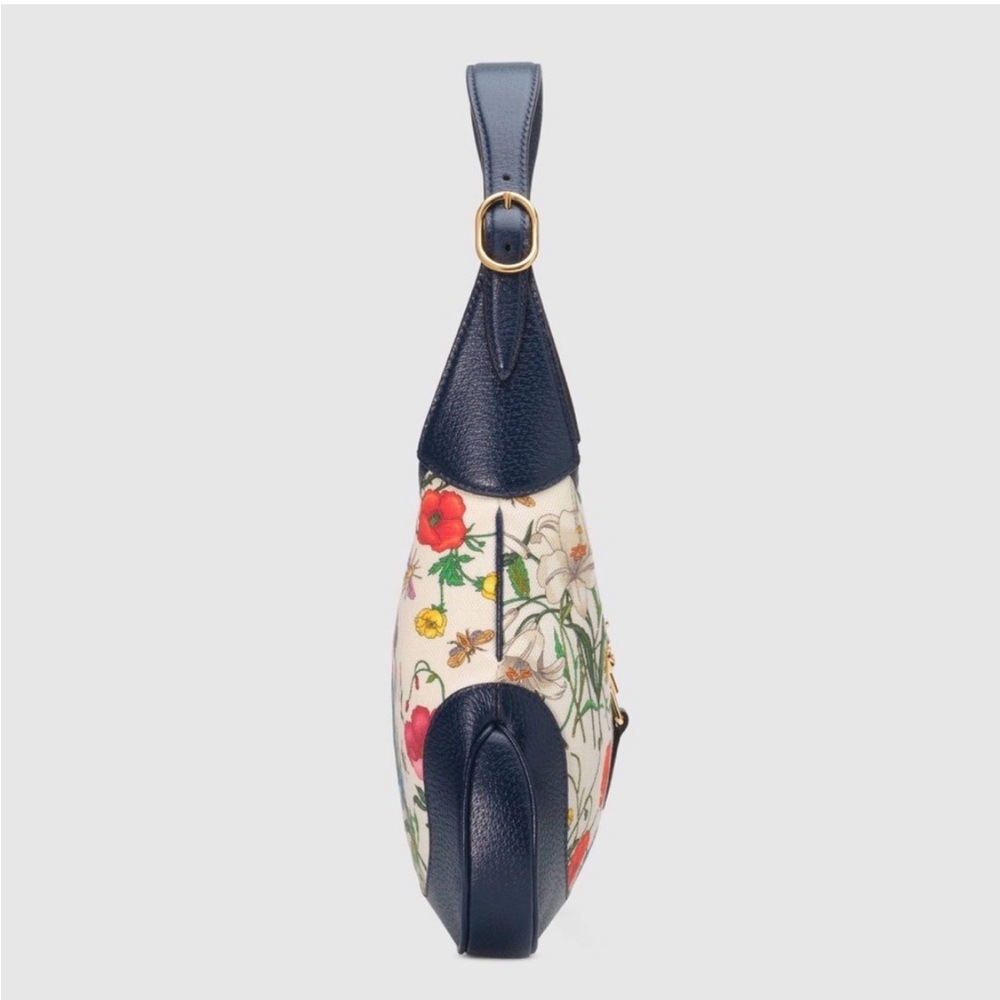 Floral Print Shoulder Bag with Navy Accents - Picture 3 of 9
